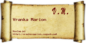 Vranka Marion névjegykártya